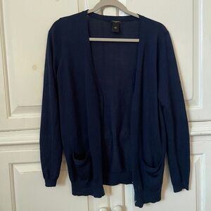 Ann Taylor women’s long sleeve navy blue v-neck button up cardigan size medium